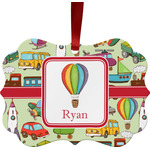 Vintage Transportation Metal Frame Ornament - Double Sided w/ Name or Text