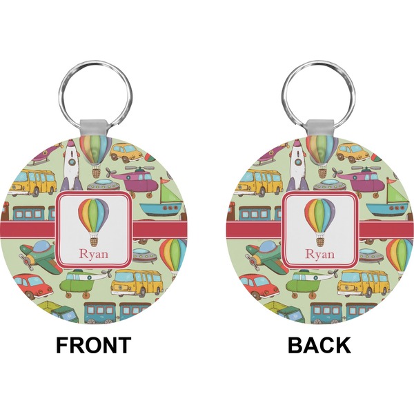 Vintage Transportation Circle Keychain (Front + Back)