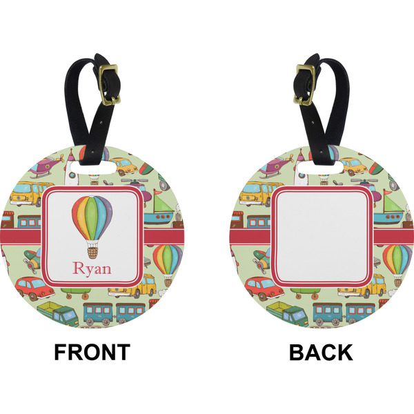 Vintage Transportation Circle Luggage Tag (Front + Back)