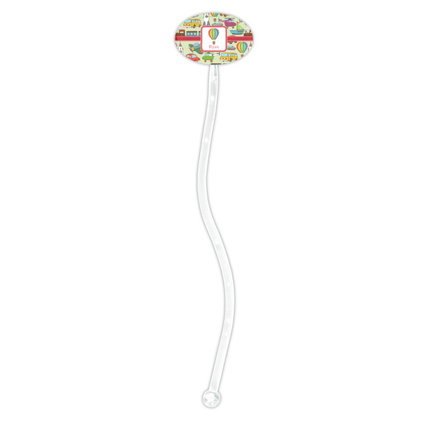 Vintage Transportation Clear Plastic 7" Stir Stick - Oval - Single Stick