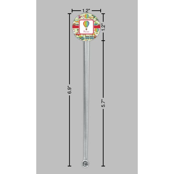 Vintage Transportation Clear Plastic 7" Stir Stick - Round - Dimensions