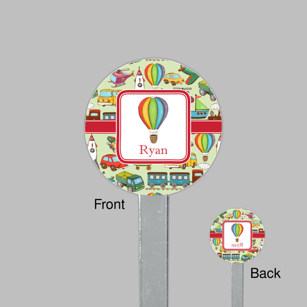 Vintage Transportation Clear Plastic 7" Stir Stick - Round - Front & Back