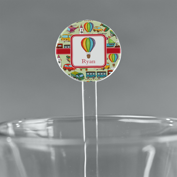 Custom Vintage Transportation 5.5" Round Plastic Stir Sticks - Clear (Personalized)