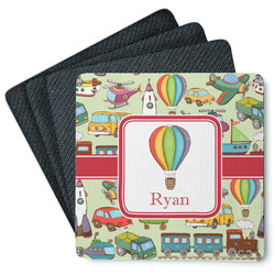 Vintage Transportation Square Rubber Backed Coasters - Set of 4 (Personalized)