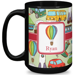 Vintage Transportation 15 Oz Coffee Mug - Black (Personalized)