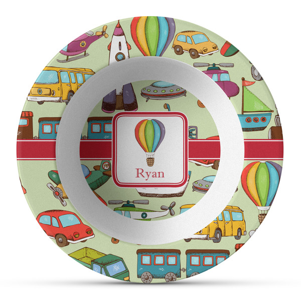 Custom Vintage Transportation Plastic Bowl - Microwave Safe - Composite Polymer (Personalized)