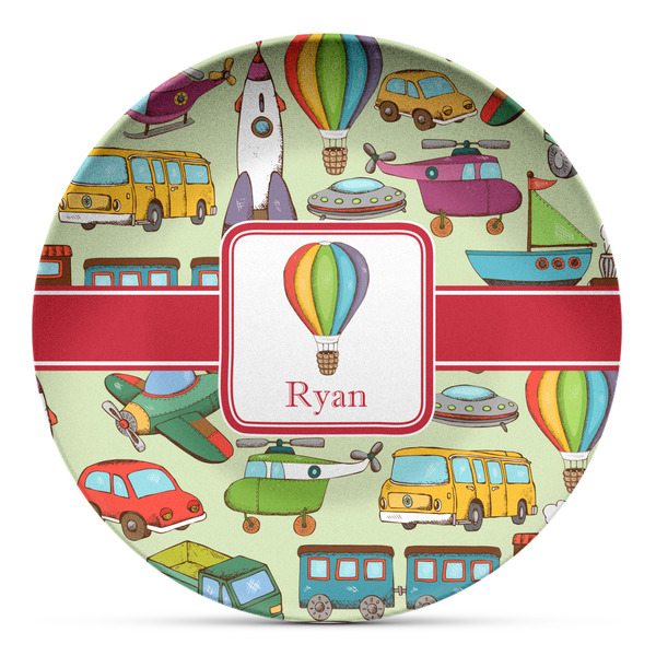 Custom Vintage Transportation Microwave Safe Plastic Plate - Composite Polymer (Personalized)