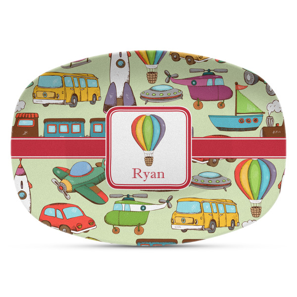 Custom Vintage Transportation Plastic Platter - Microwave & Oven Safe Composite Polymer (Personalized)