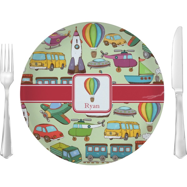 Custom Vintage Transportation 10" Glass Lunch / Dinner Plates - Single or Set (Personalized)