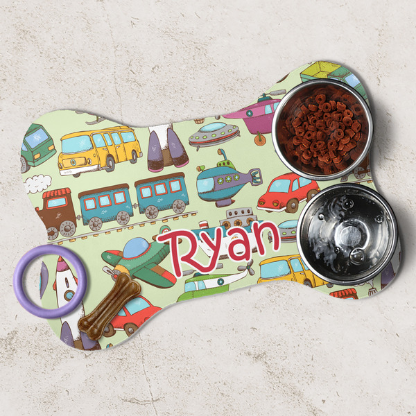 Vintage Transportation Dog Bone Shaped Mat Lifestyle