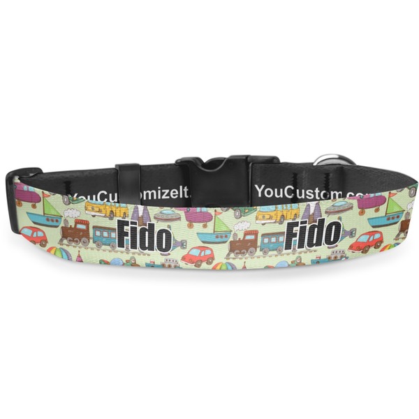 Custom Vintage Transportation Deluxe Dog Collar - Small (8.5" to 12.5") (Personalized)
