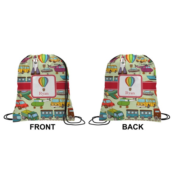 Vintage Transportation Drawstring Backpack Front & Back Small
