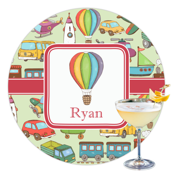 Custom Vintage Transportation Printed Drink Topper - 3.5" (Personalized)