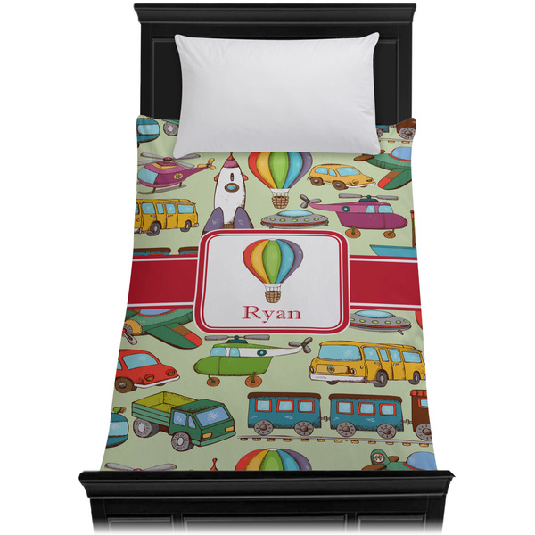 Vintage Transportation Duvet Cover - Twin XL - On Bed - No Prop