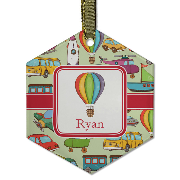 Vintage Transportation Frosted Glass Ornament - Hexagon