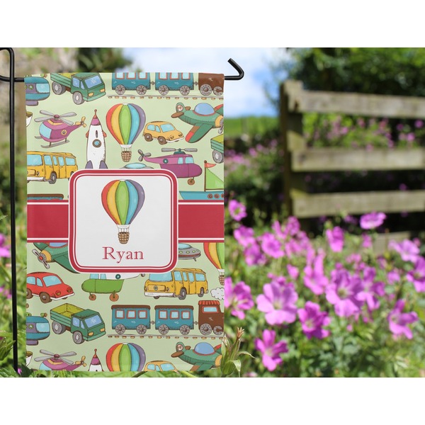 Vintage Transportation Garden Flag - Outside In Flowers