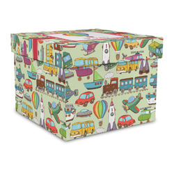Vintage Transportation Gift Box with Lid - Canvas Wrapped - Large (Personalized)