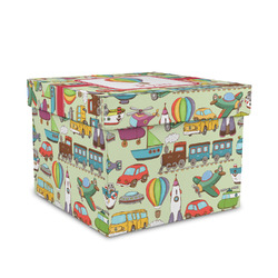 Vintage Transportation Gift Box with Lid - Canvas Wrapped - Medium (Personalized)