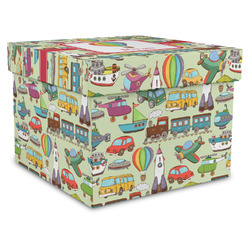 Vintage Transportation Gift Box with Lid - Canvas Wrapped - X-Large (Personalized)