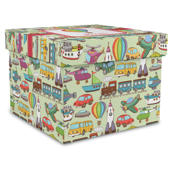 Custom Vintage Transportation Gift Box with Lid - Canvas Wrapped - X-Large (Personalized)