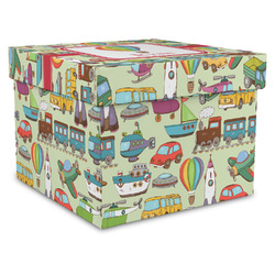 Vintage Transportation Gift Box with Lid - Canvas Wrapped - XX-Large (Personalized)