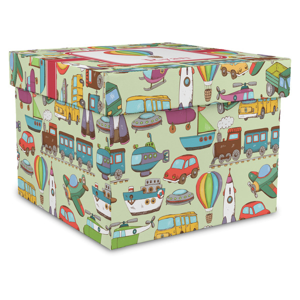 Custom Vintage Transportation Gift Box with Lid - Canvas Wrapped - XX-Large (Personalized)