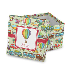 Vintage Transportation Gift Box with Lid - Canvas Wrapped (Personalized)