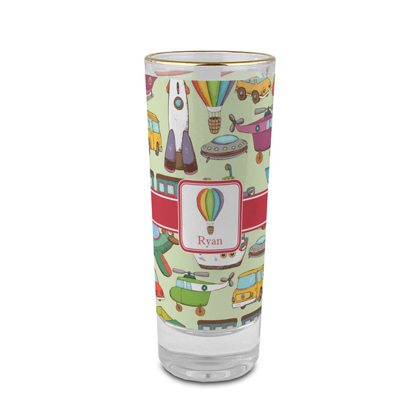 Custom Vintage Transportation 2 oz Shot Glass - Glass with Gold Rim (Personalized)