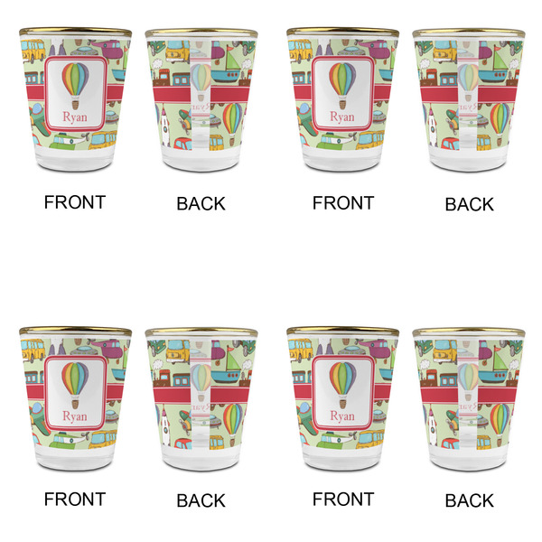 Vintage Transportation Glass Shot Glass - with gold rim - Set of 4 - APPROVAL