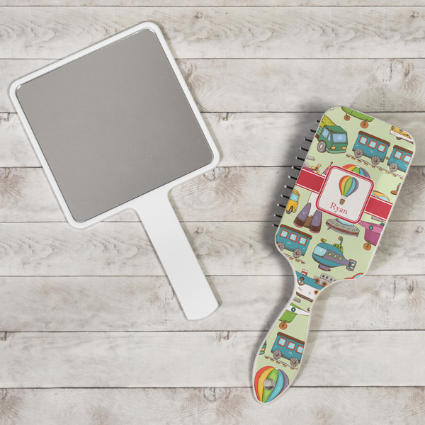 Vintage Transportation Hair Brush - In Context