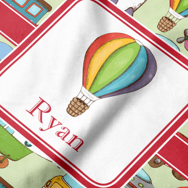 Vintage Transportation Hooded Baby Towel- Detail Close Up