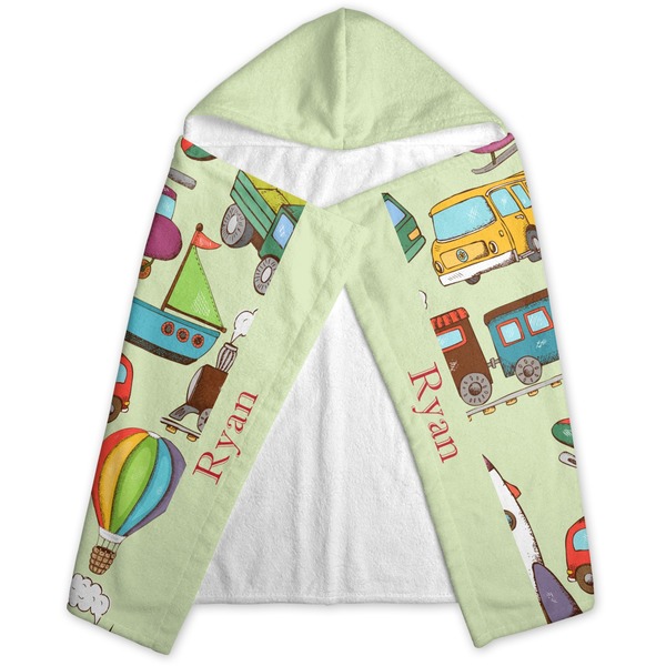 Vintage Transportation Hooded Towel - Folded