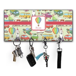 Vintage Transportation Key Hanger w/ 4 Hooks w/ Graphics and Text