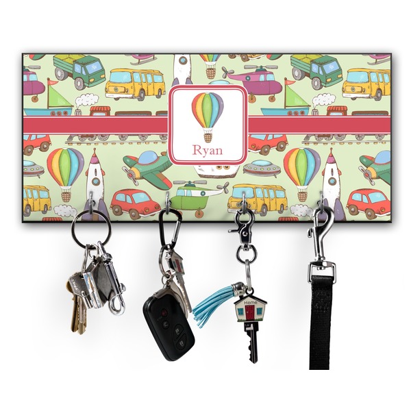 Custom Vintage Transportation Key Hanger w/ 4 Hooks w/ Graphics and Text