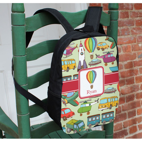 Vintage Transportation Kids Backpack - In Context