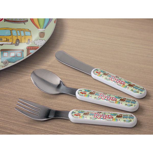 Vintage Transportation Kids Flatware w/ Plate