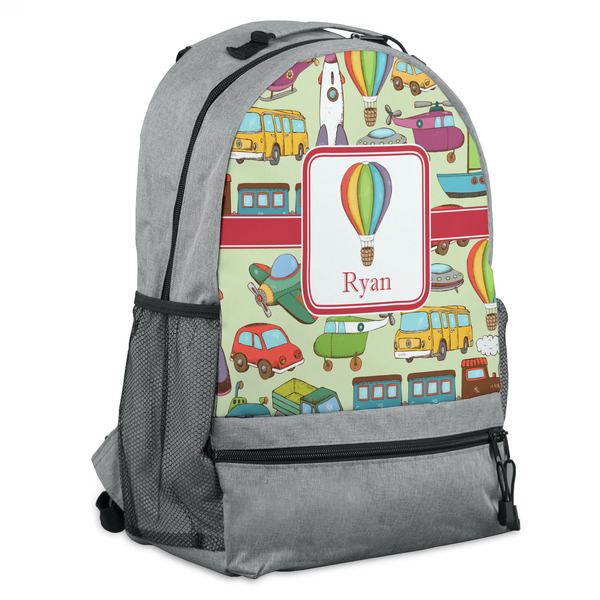 Custom Vintage Transportation Backpack - Grey (Personalized)