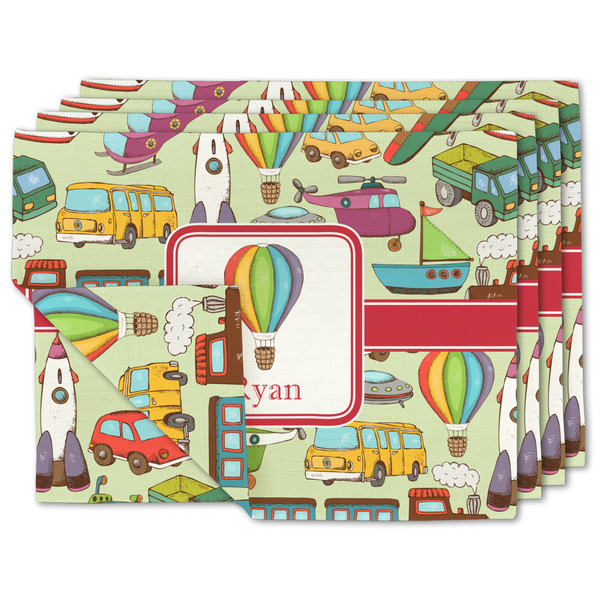 Custom Vintage Transportation Double-Sided Linen Placemat - Set of 4 w/ Name or Text