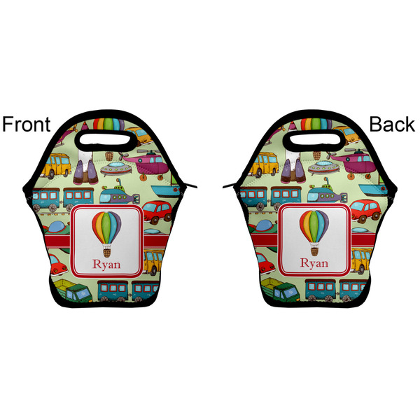 Vintage Transportation Lunch Bag - Front and Back