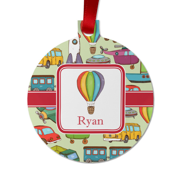 Custom Vintage Transportation Metal Ball Ornament - Double Sided w/ Name or Text