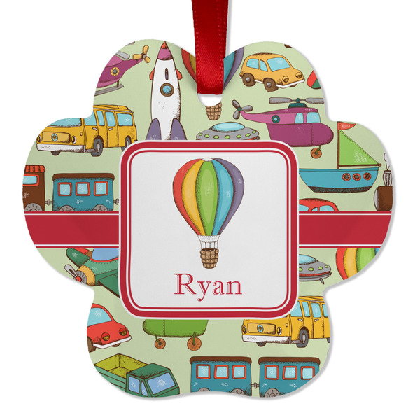 Custom Vintage Transportation Metal Paw Ornament - Double Sided w/ Name or Text