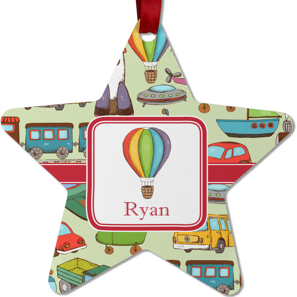 Custom Vintage Transportation Metal Star Ornament - Double Sided w/ Name or Text