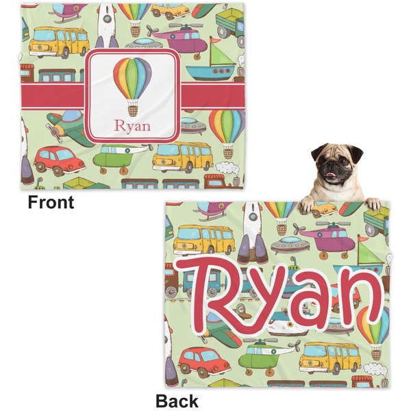 Vintage Transportation Microfleece Dog Blanket - Large- Front & Back