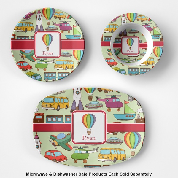 Vintage Transportation Microwave & Dishwasher Safe CP Plastic Dishware - Group