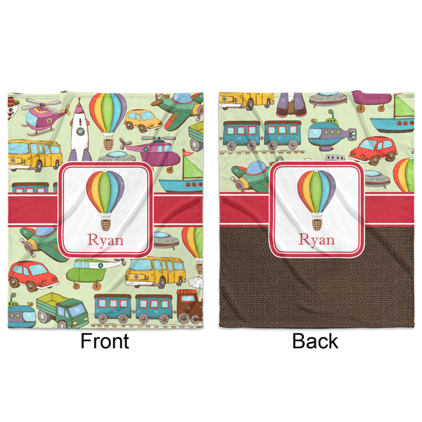 Vintage Transportation Minky Blanket - 50"x60" - Double Sided - Front & Back