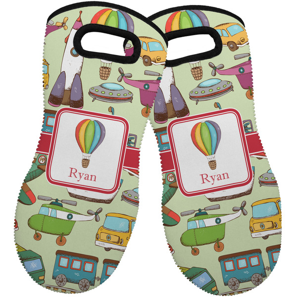 Custom Vintage Transportation Neoprene Oven Mitts - Set of 2 w/ Name or Text