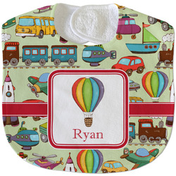 Vintage Transportation Velour Baby Bib w/ Name or Text