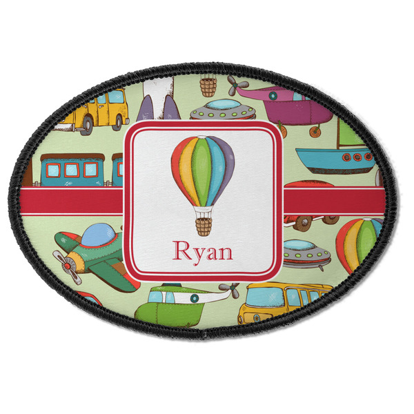 Custom Vintage Transportation Iron On Oval Patch w/ Name or Text
