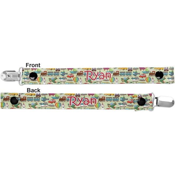 Vintage Transportation Pacifier Clip - Front and Back