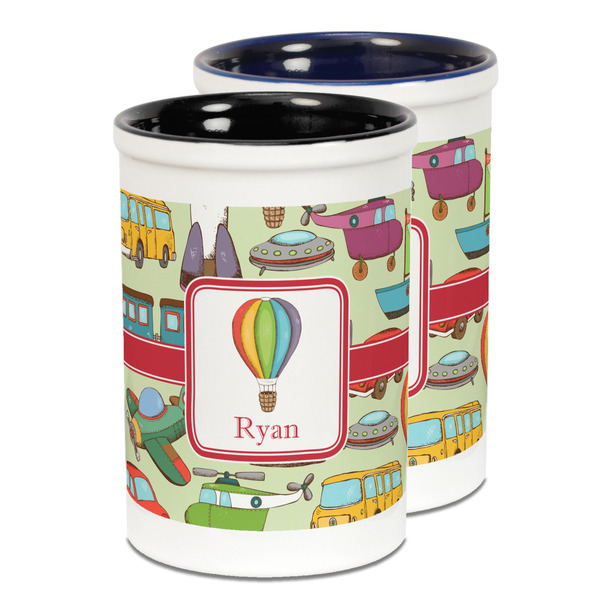 Custom Vintage Transportation Ceramic Pencil Holder - Large